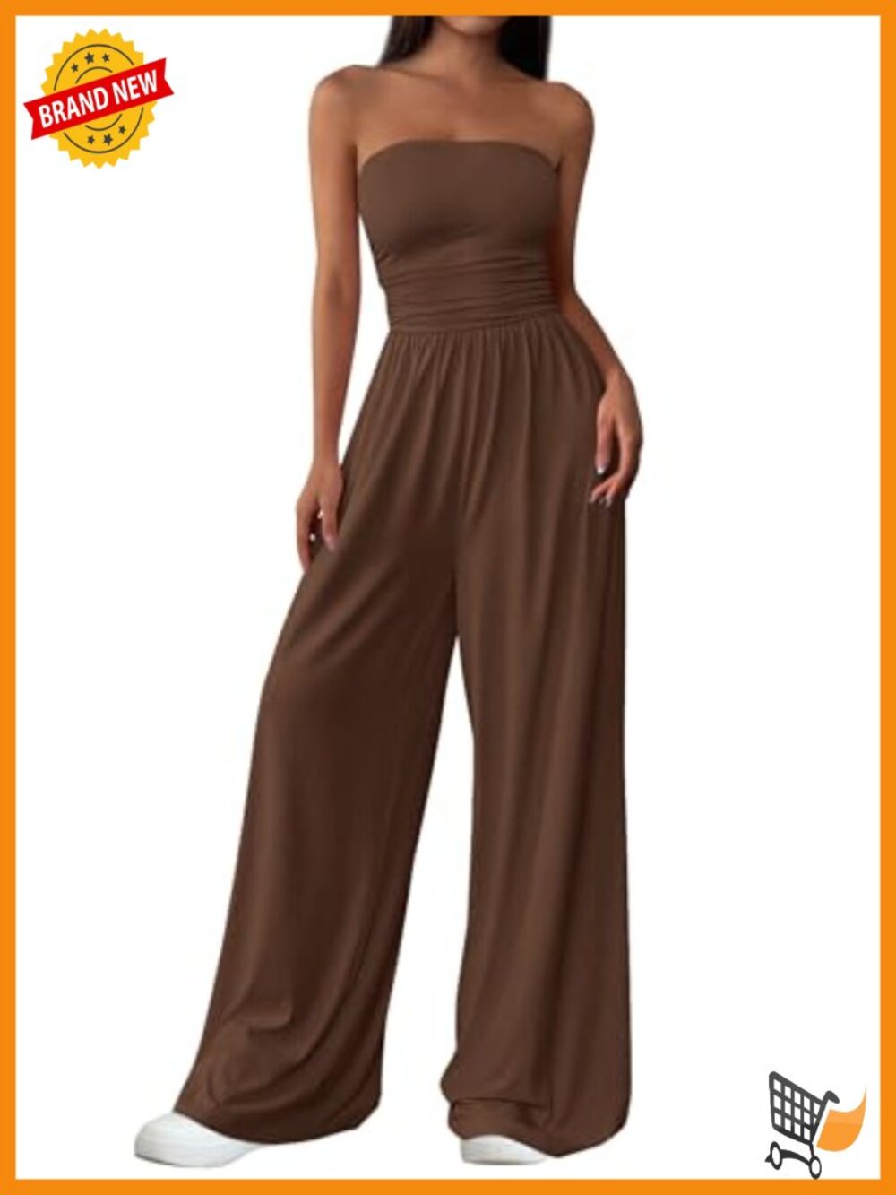 Strapless Jumpsuit Sleeveless Wide Leg Stretch Knit Romper